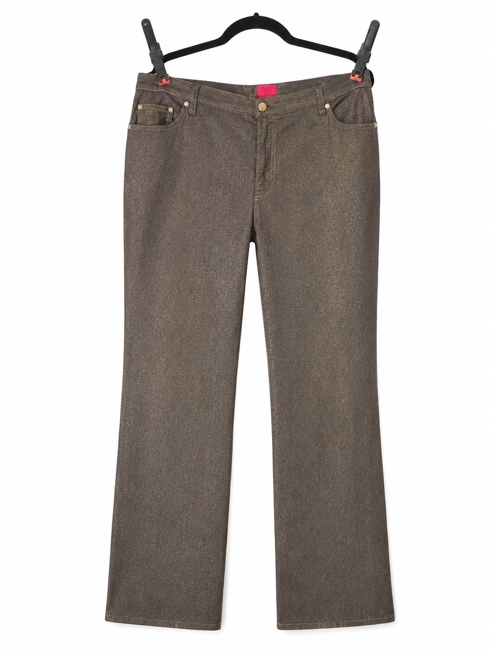 V Christina Metallic Brown/Bronze Flare Jeans, Wide Leg